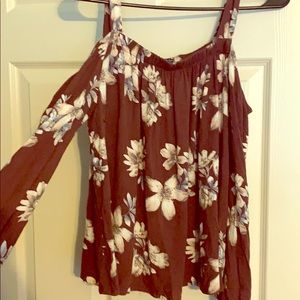 Off the the shoulder floral shirt
